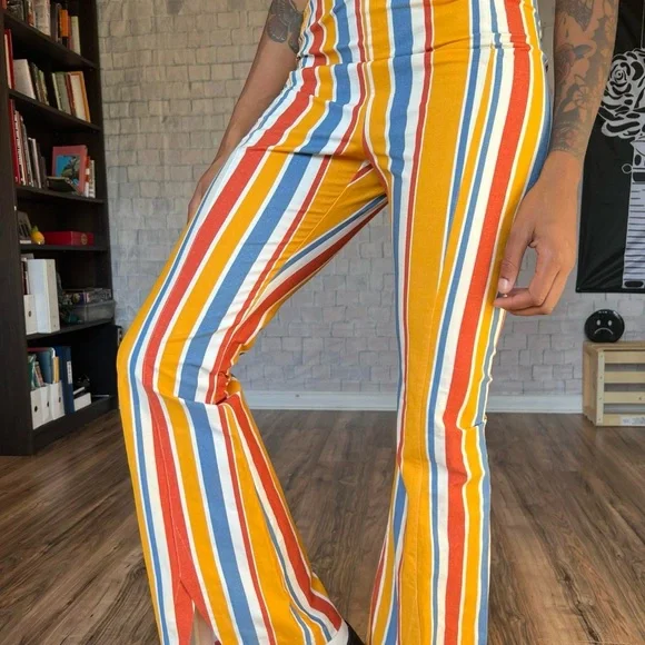 Free People Striped Split Flares - Picture 7 of 8